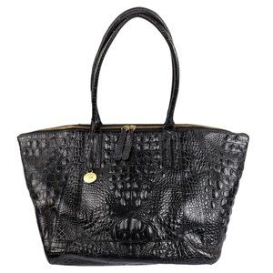 Brahmin Black Crocodile Leather Shopper Shoulder Bag Tote Large